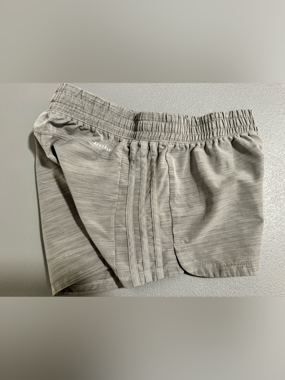 adidas Aeroready Women's Athletic Shorts - Light Gray Side Stripes Small - Picture 4 of 5